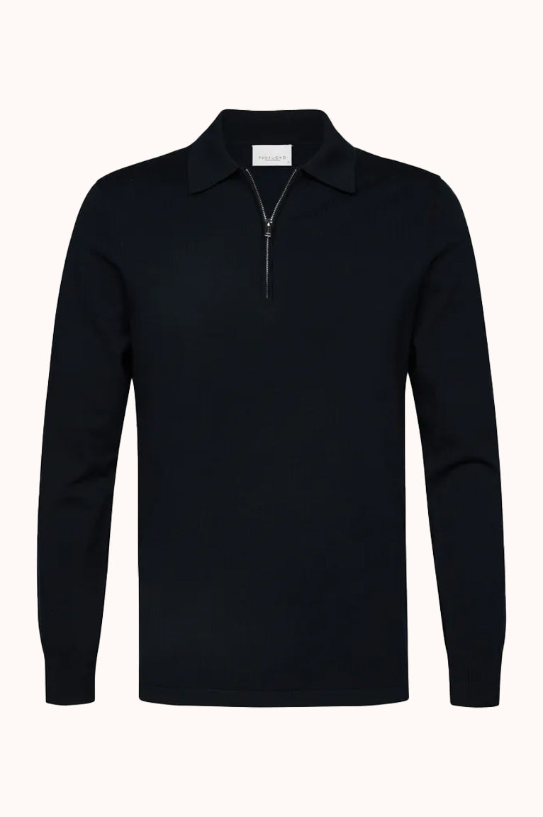 Navy luxury basic polo half zip