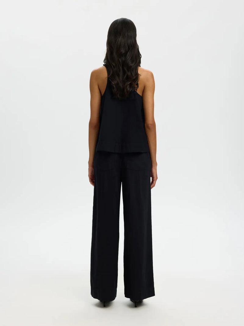 SLWLUISA SL LINEN BLEND TOP - Zwart