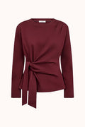 OrianeCC LS Pleat Tie - Wine Red