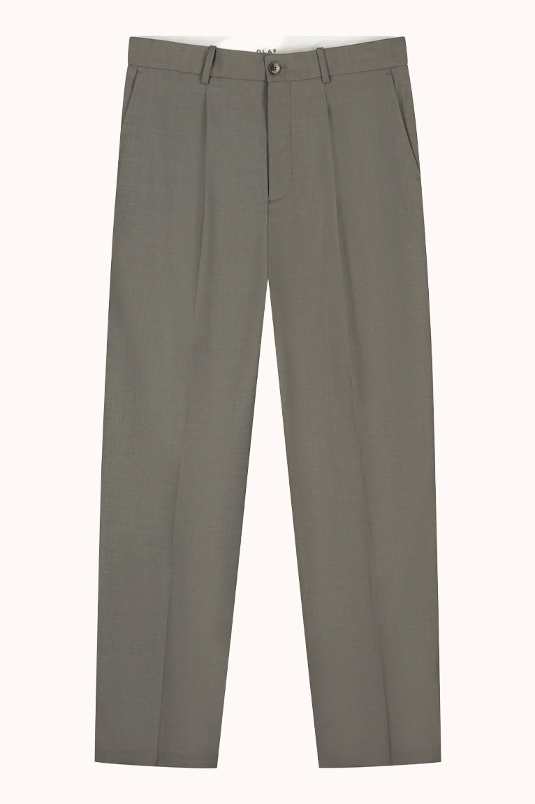 Regular Wool Pleated Pant - Chocolate Chip