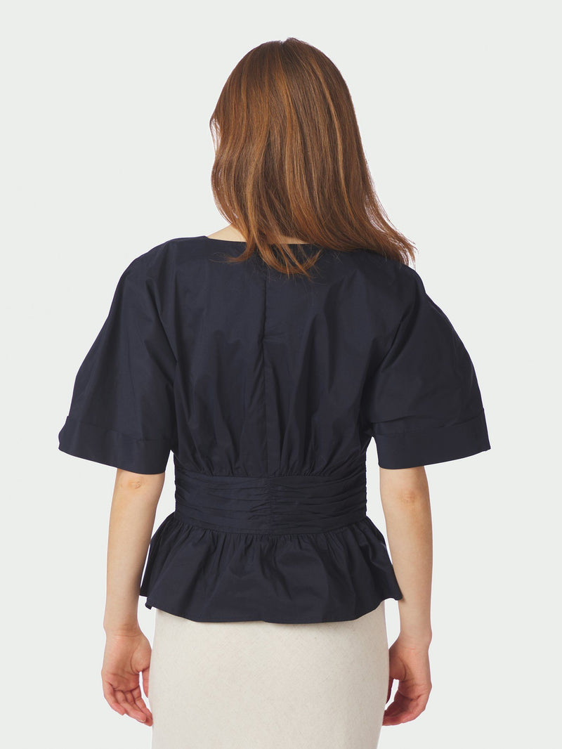 Annegret Poplin Blouse - Donker Blauw