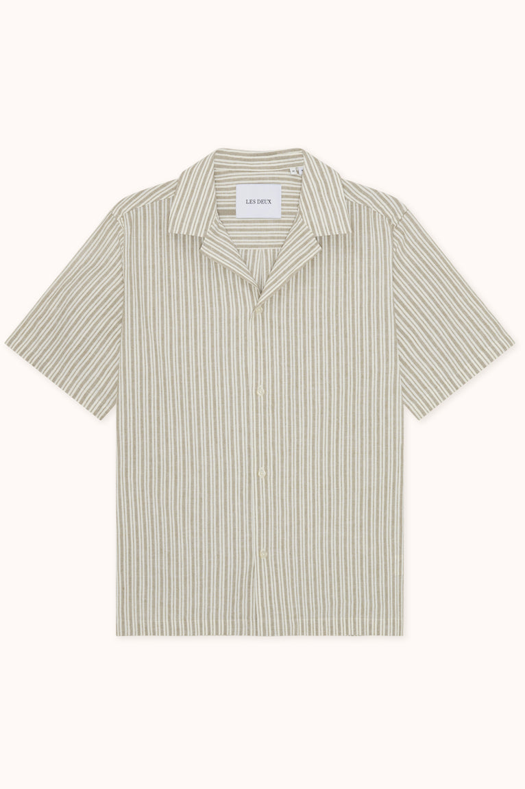 Stripe Cotton-linen Ss Shirt