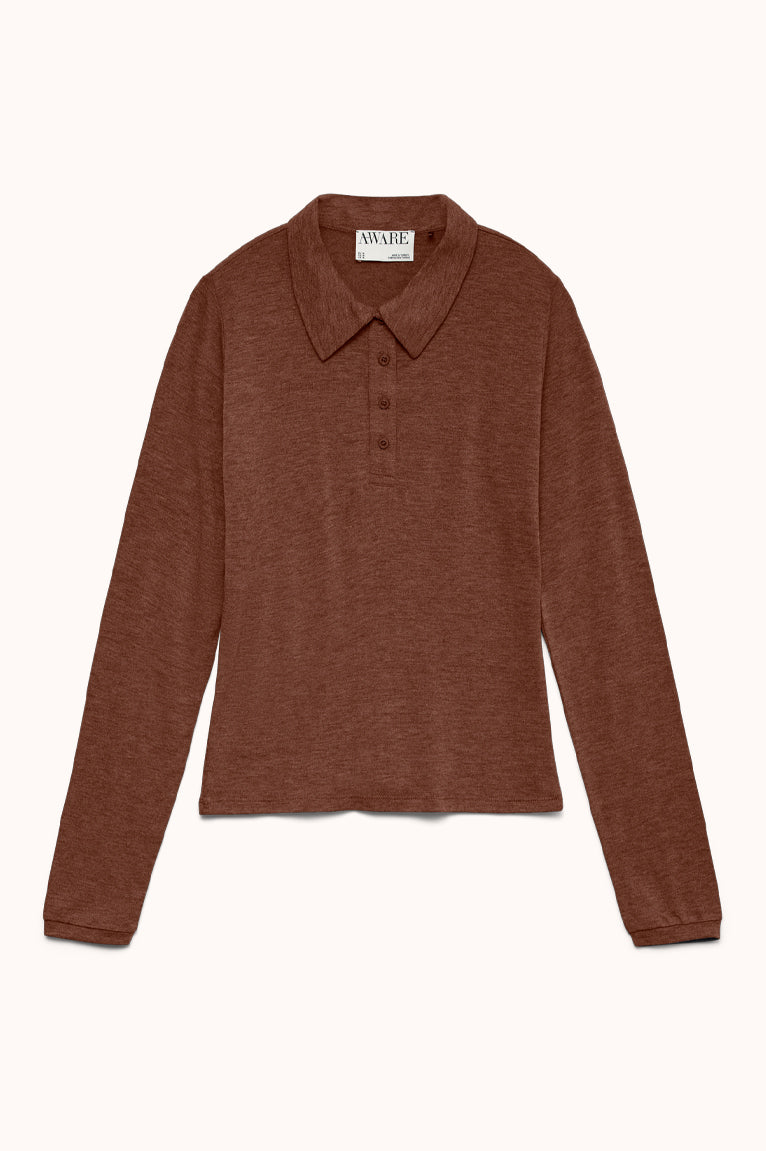 AWGLESHA LS POLO TOP - TIRAMISU