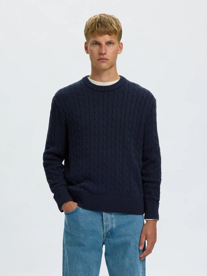 SLMBRAUN KNIT CABLE CREW