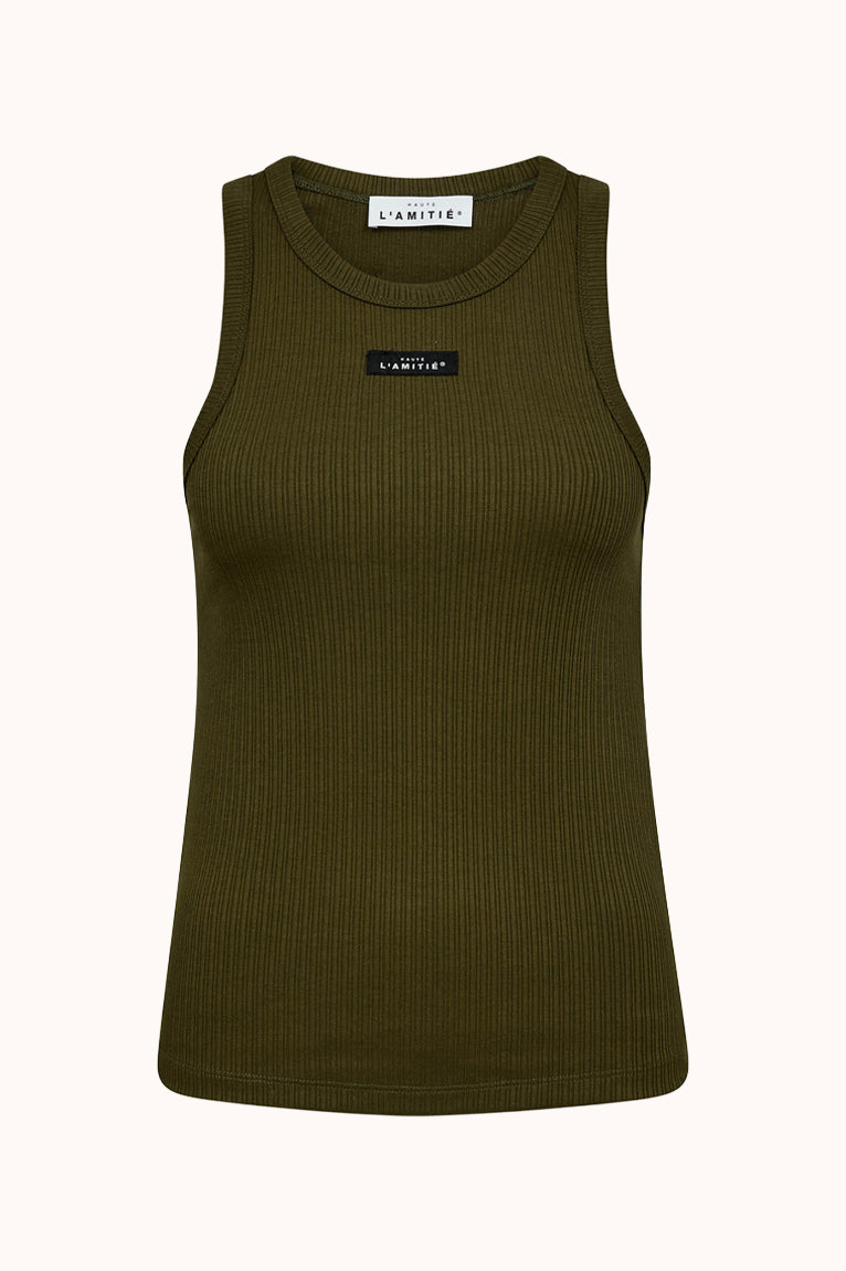 Rib Badge Tank Top - Groen