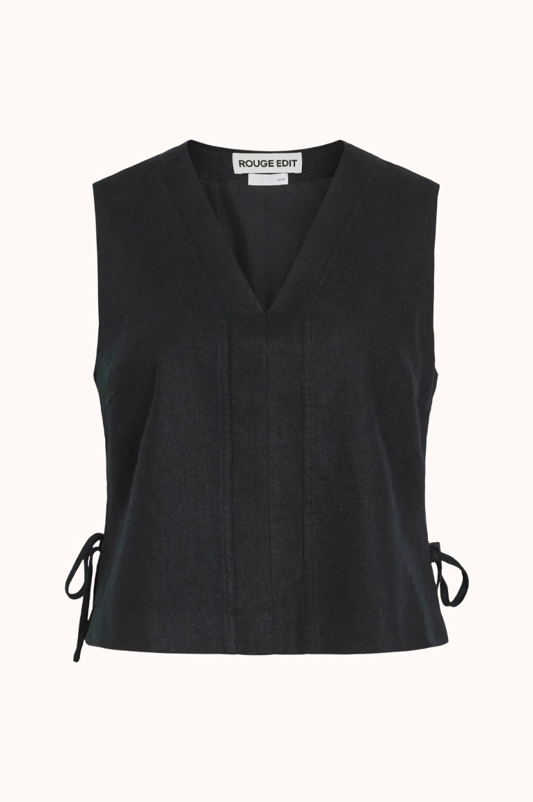 ROUSUMMER S/L V-NECK - Zwart