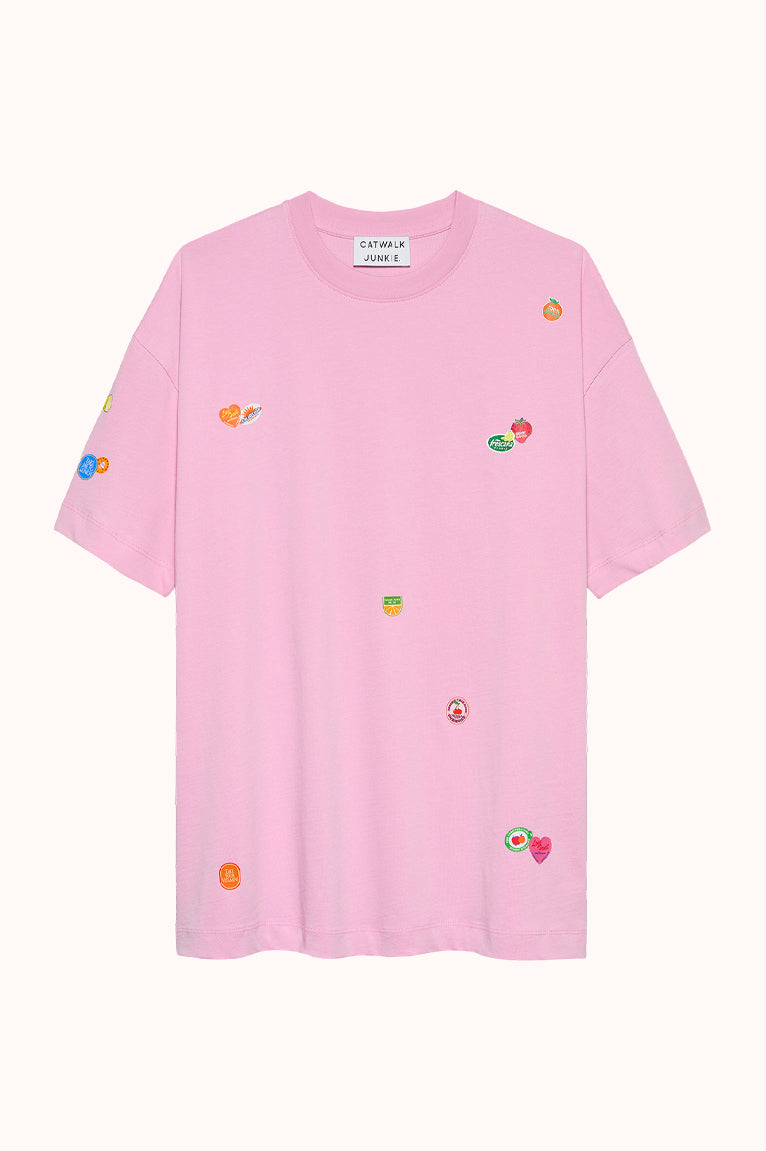 Oversized allover graphic Tshirt - Soft Pink
