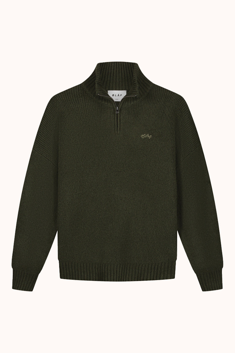 SIGNATURE KNITTED ZIP MOCK