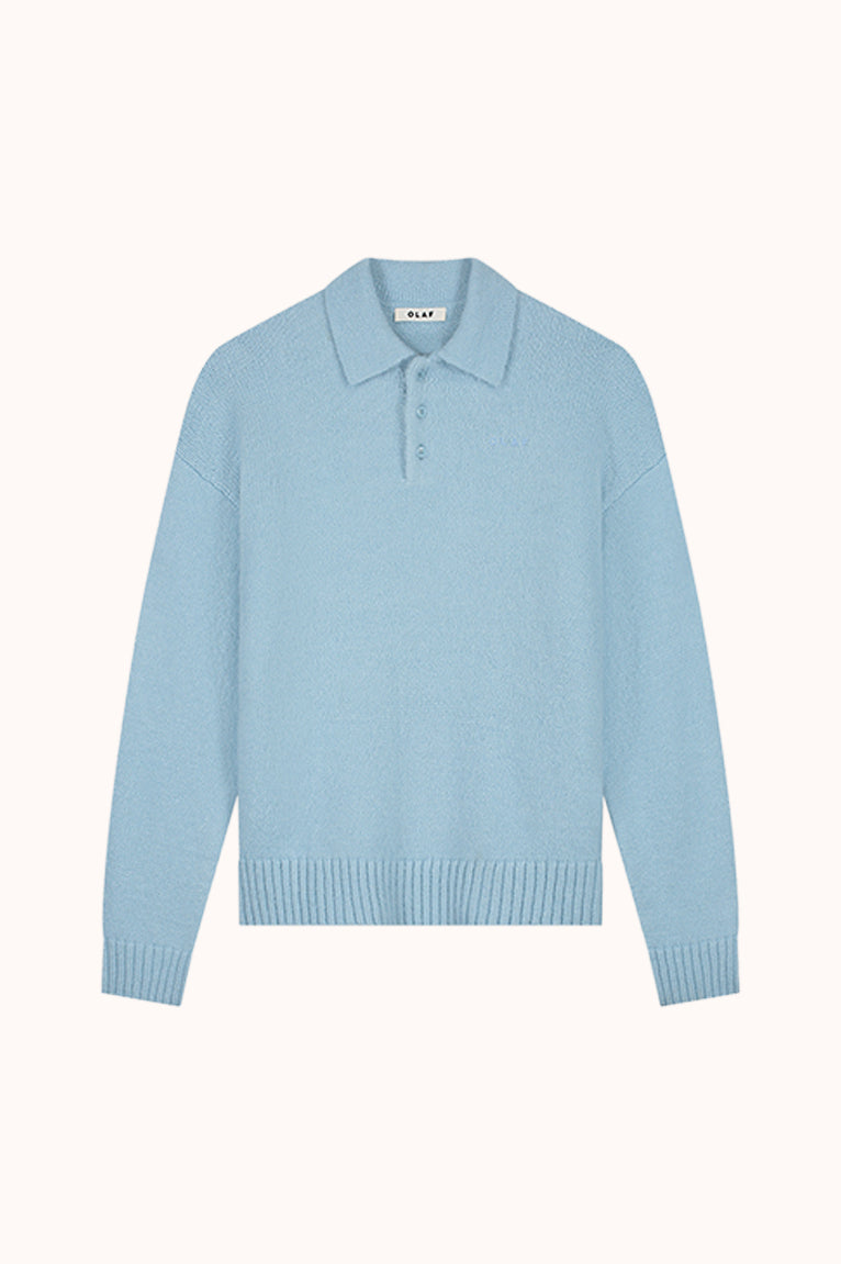 OVERSIZED KNITTED POLO - Blauw