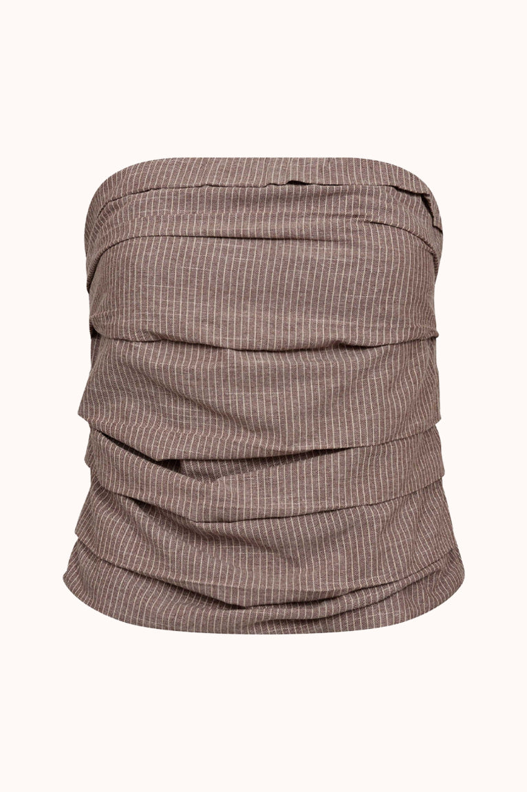 JihoCC Stripe Tube Top - Bruin