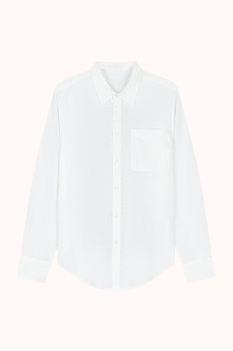 LINEN BLEND RELAX SHIR - Wit