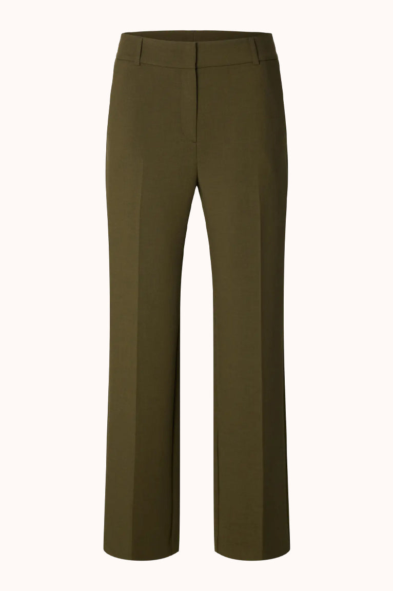 SLFRITA MW WIDE PANT - Fir green melange with kalamata