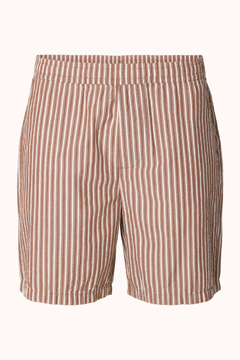 SLHREGSTUART SEERSUCKER SHORTS - CHERRY