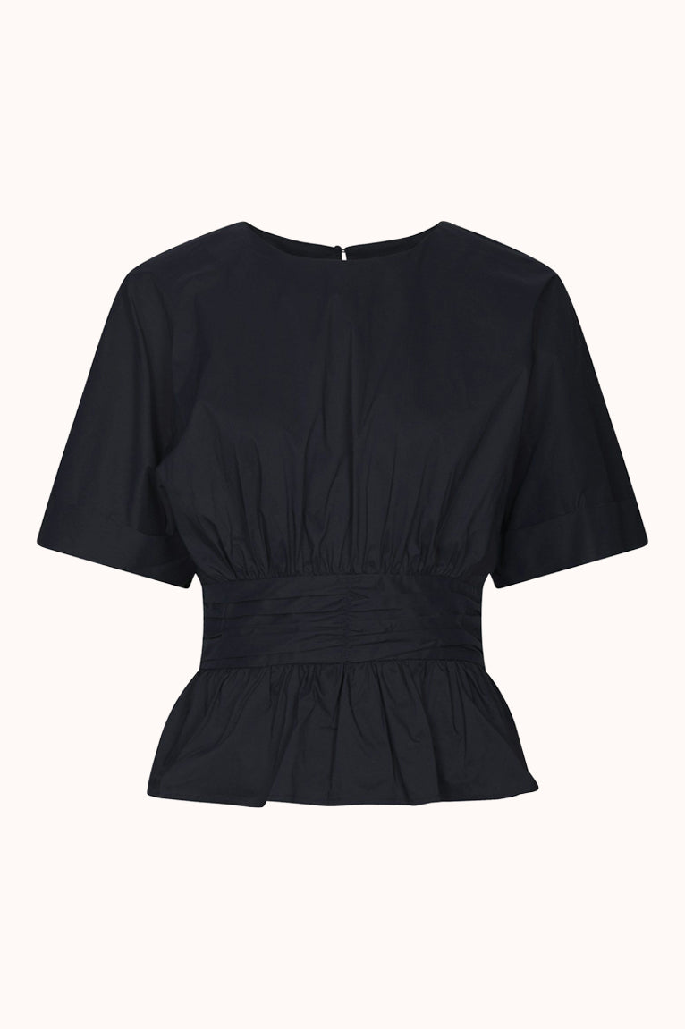 Annegret Poplin Blouse - Donker Blauw