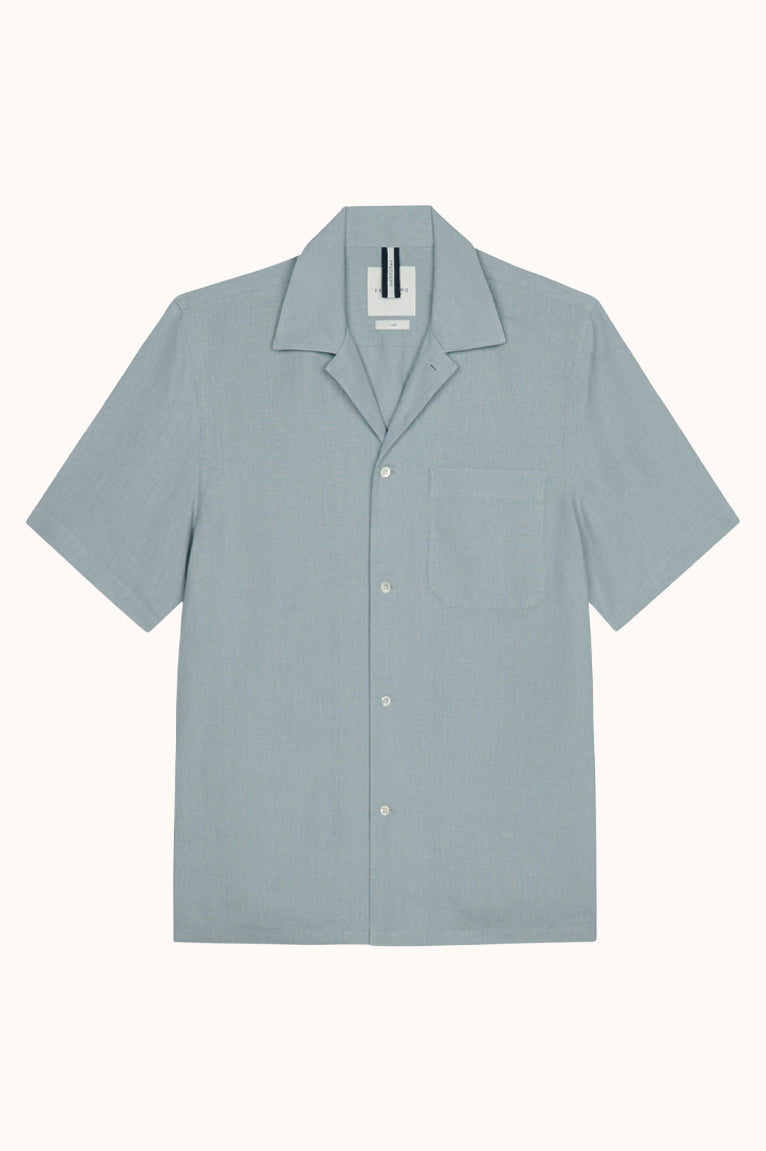 Blue linen camp shirt