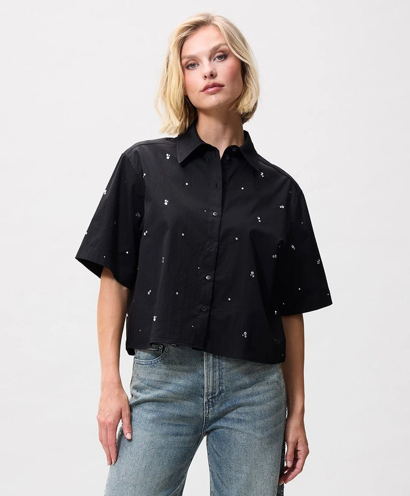 Short sleeve strass blouse