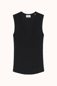 Vneck rib singlet - Zwart
