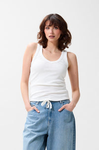 Vneck rib singlet - Off White