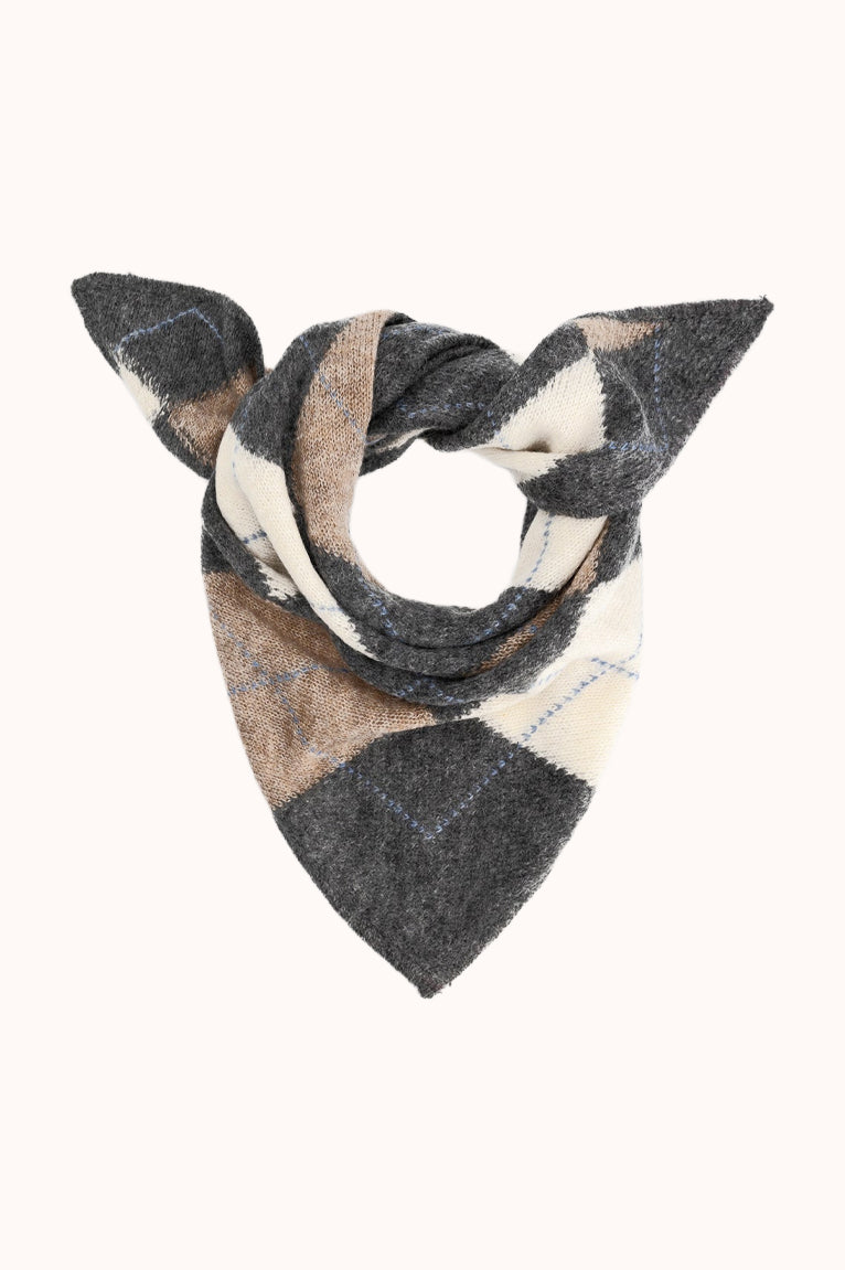 Triangle argyle scarf - Dark grey melange