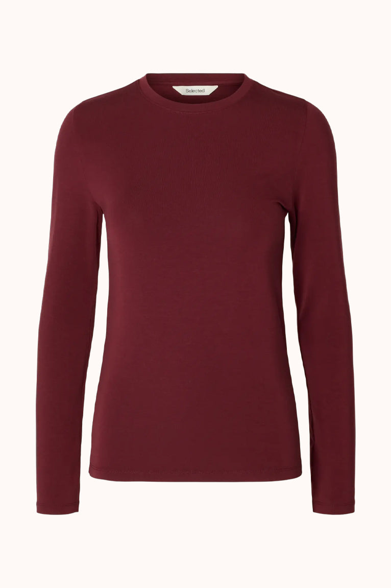 SLWMANJA LS O-NECK - Tawny Port