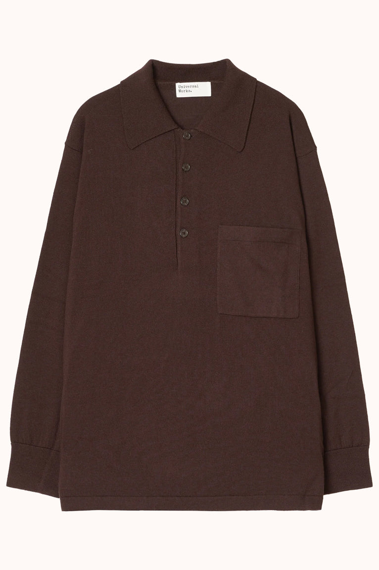 L/S PULLOVER KNIT SHIRT expresso