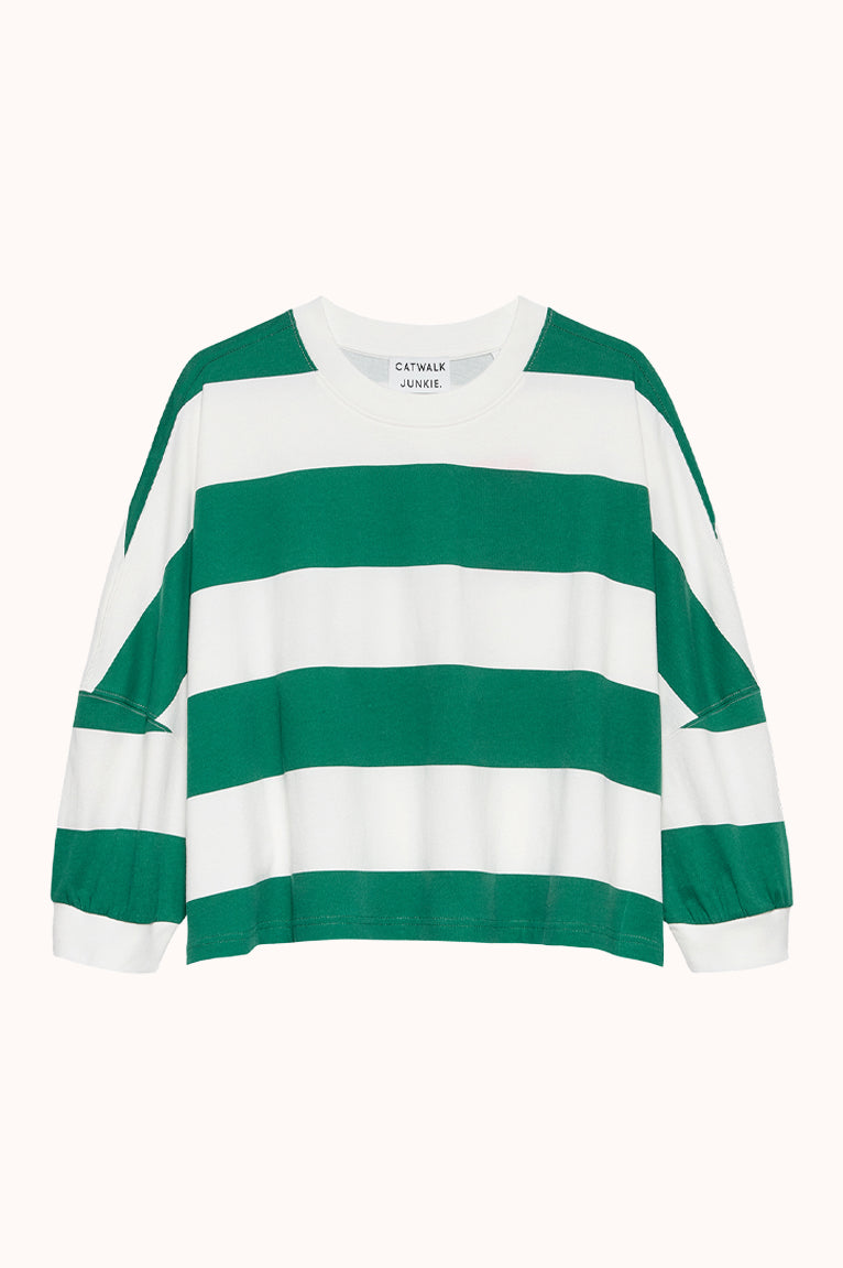 Oversized bold striped Tshirt - Groen