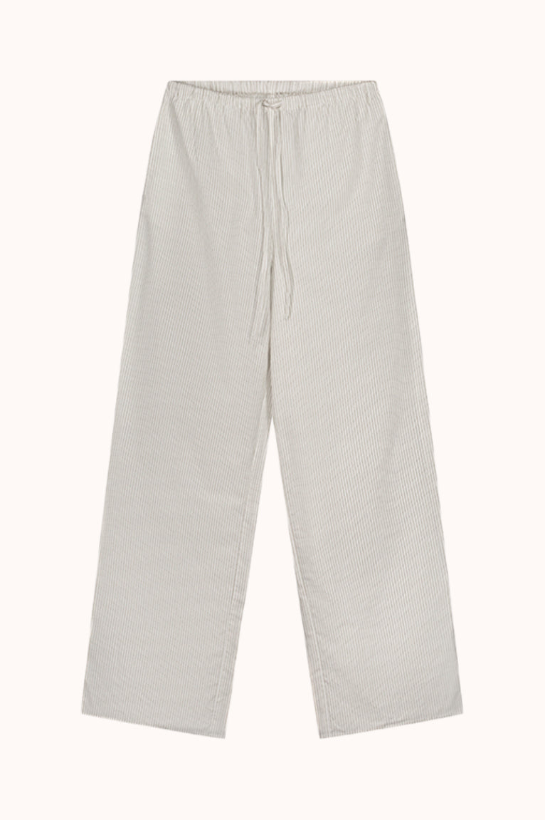 STRIPE DRAPEY PANTS - Ecru