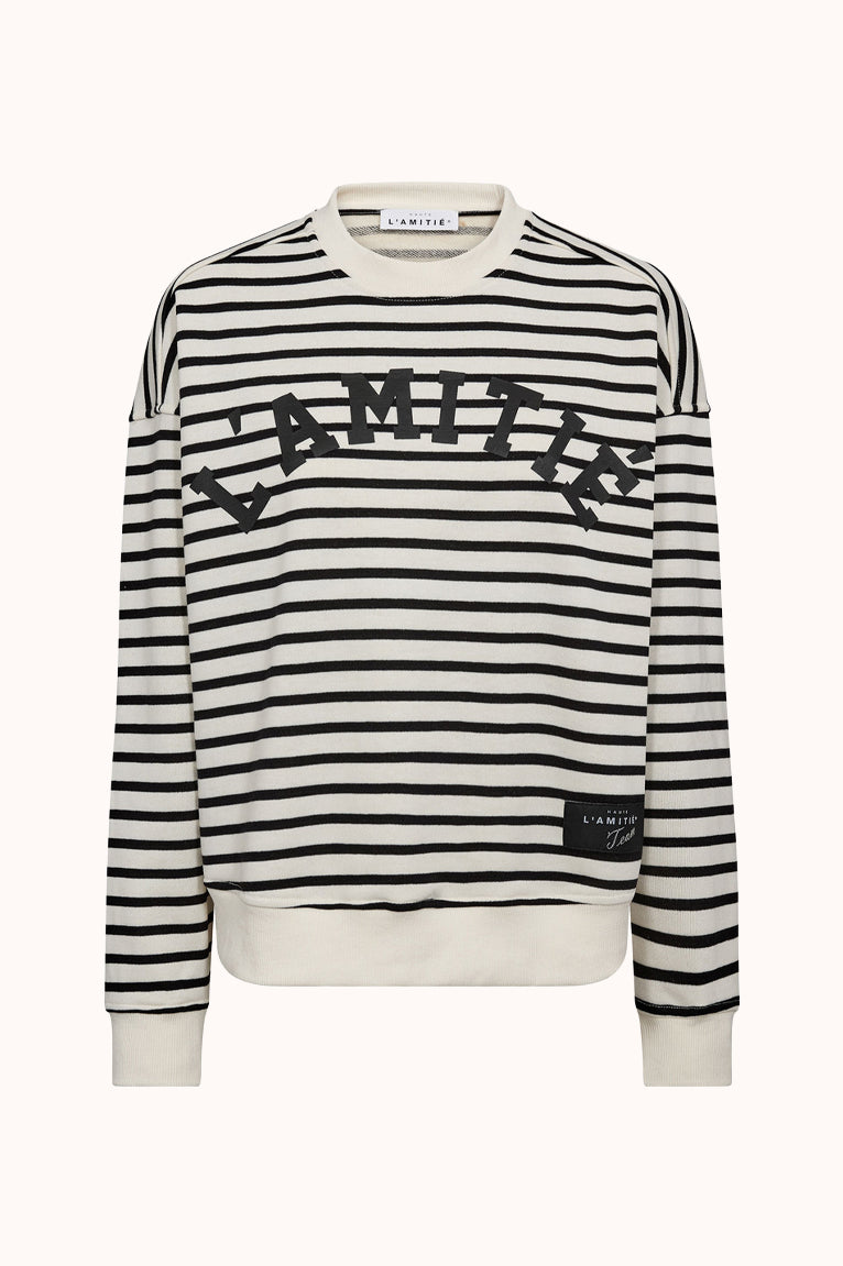 Stripe Logo Sweat - Beige