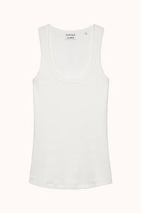 Scoop neck rib singlet - Wit