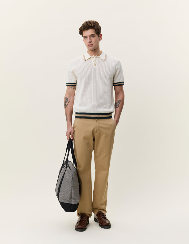 LACE KNITTED POLO - Ecru