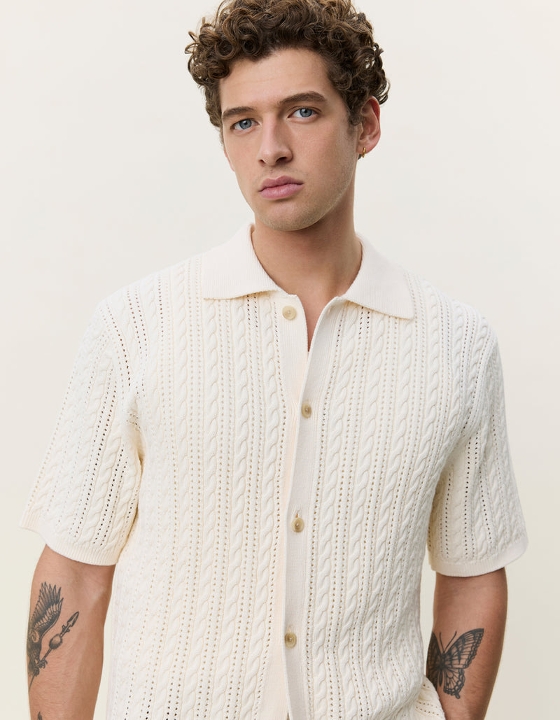 CABLE KNITTED SS - Ecru
