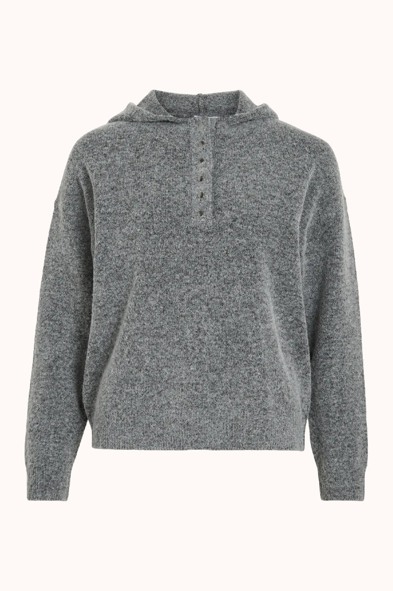 VICASTI HOODIE L/S BUTTON KNIT TOP