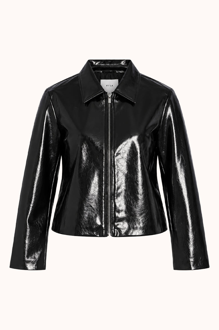 VISHINNY L/S ZIPPER JACKET - ZWART