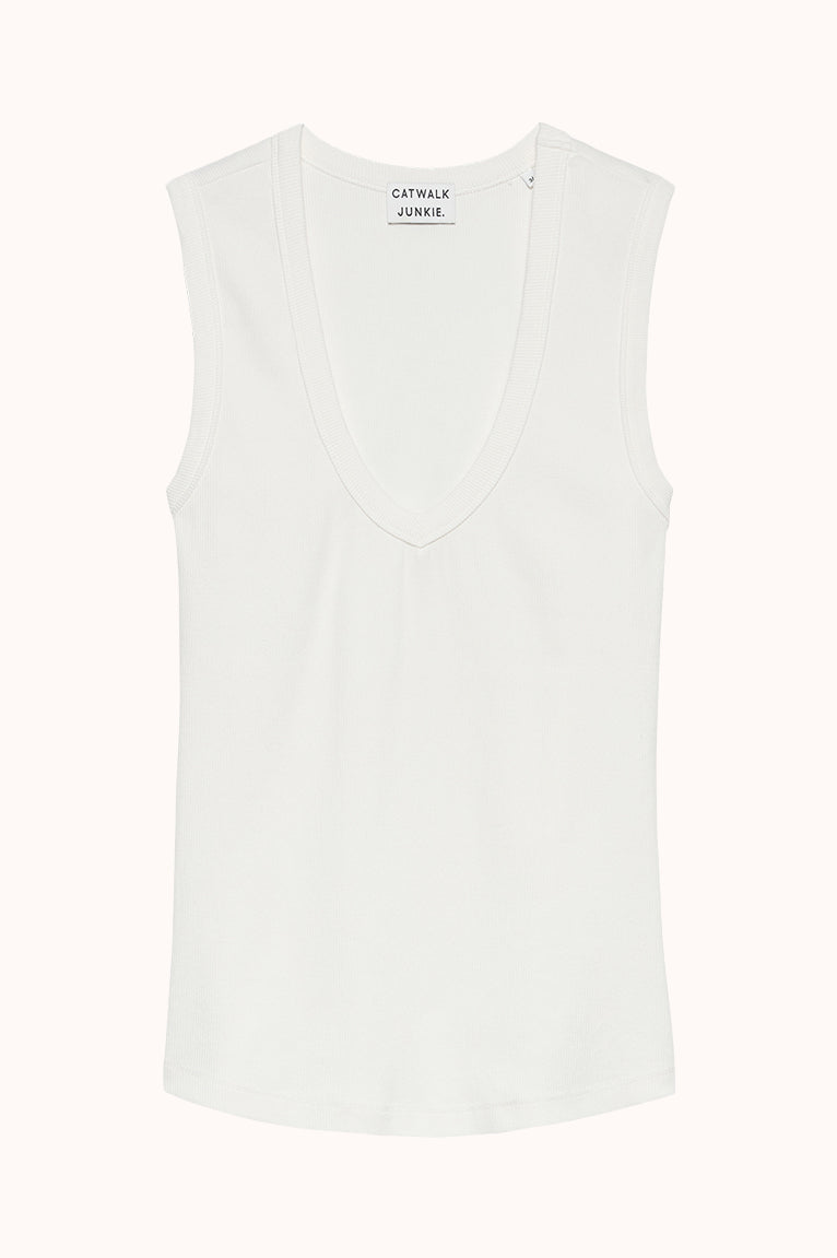 Vneck rib singlet - Off White