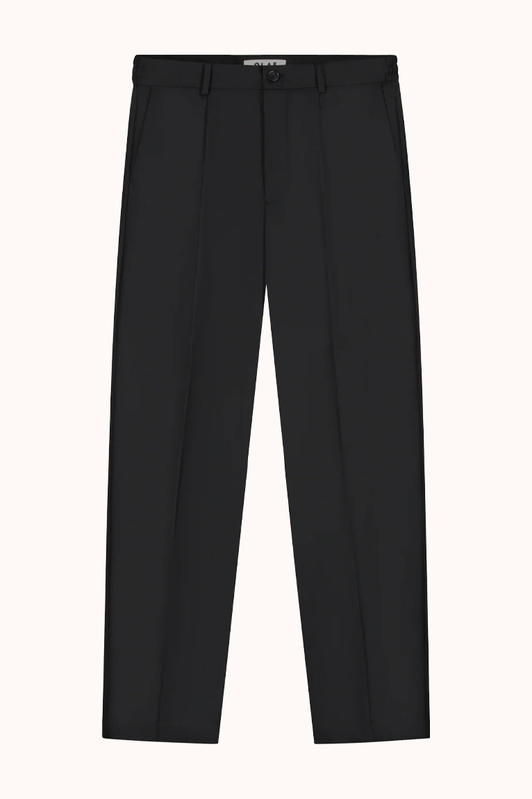 Regular Wool Pleated Pant Black