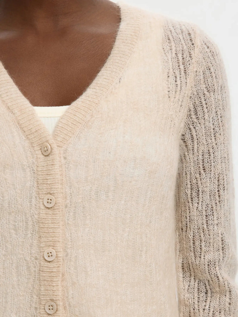 SLFMAYER LS KNIT STRUCTURE CARDIGAN - BEIGE