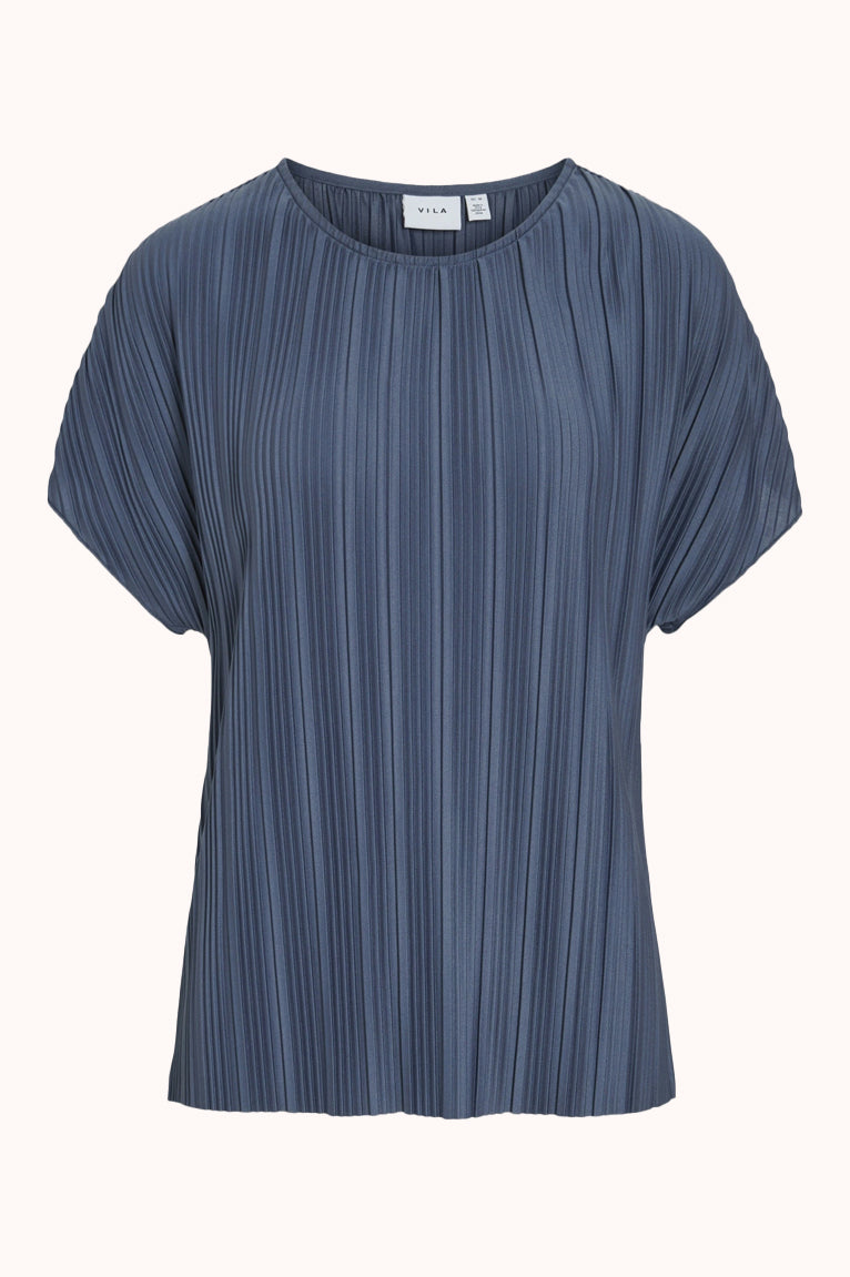 VITAHLIA O-NECK CAPSLEEVE TOP - VINTAGE INDIGO